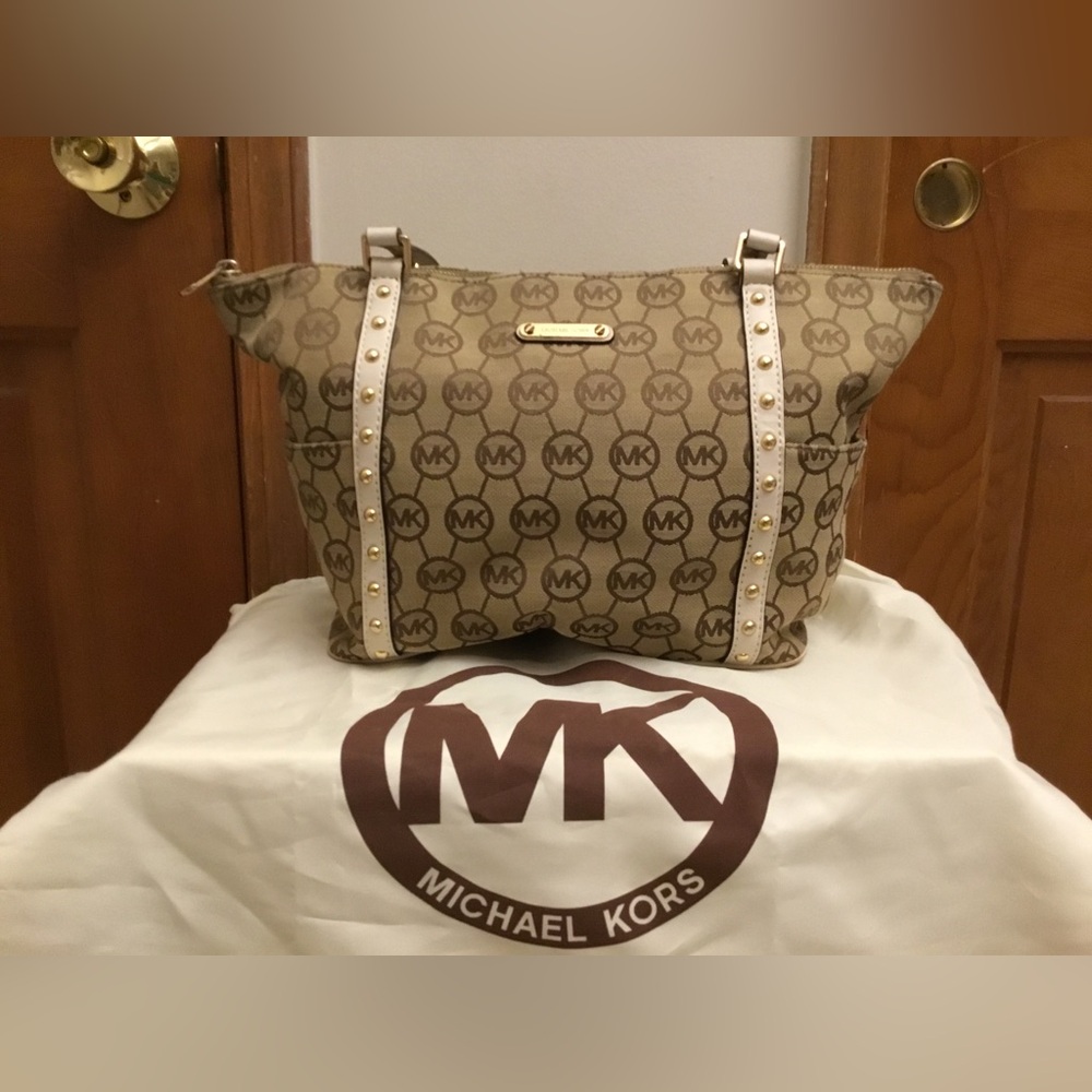 Michael Kors Brown and Cream Tote Bag